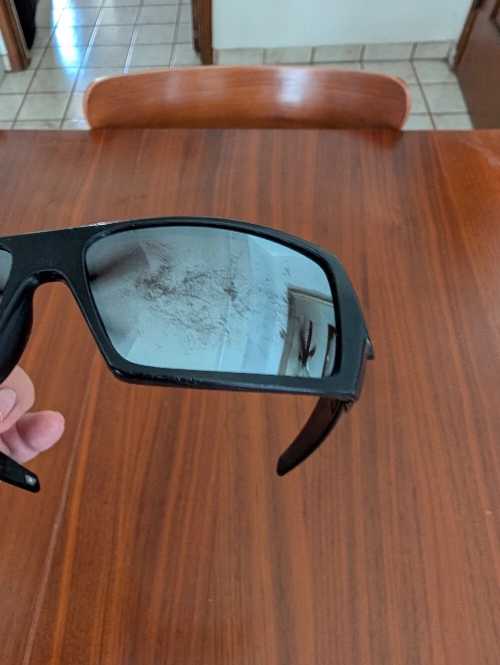 Oakley Black Wraparound Gascan Sunglasses with Silver Logo Pre Owned